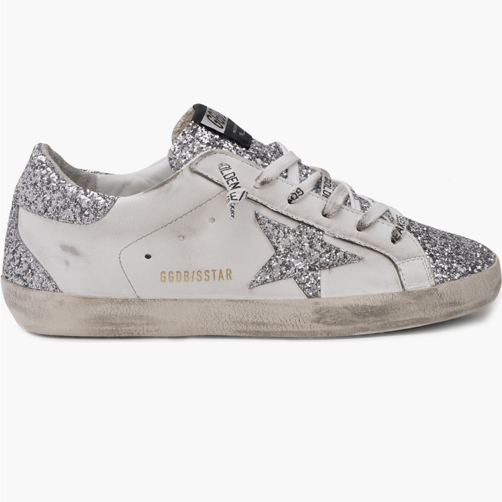Authentic Golden Goose superstar glitter low top sneaker size 6/ 36 EU